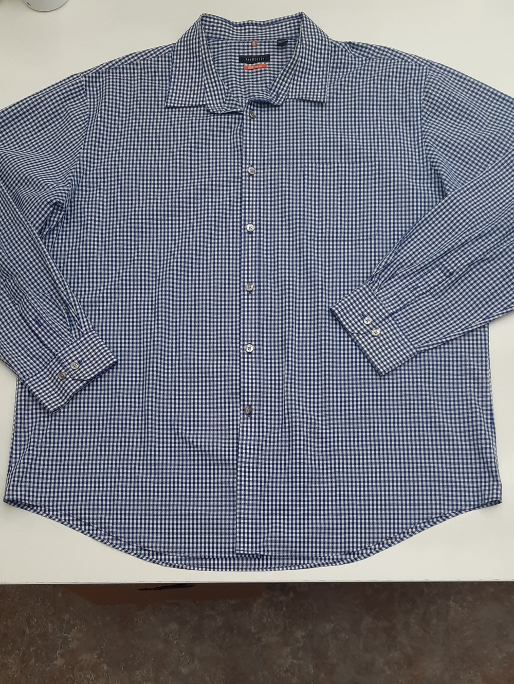 Van Heusen Blue and White Gingham Dress Shirt - Size XXL